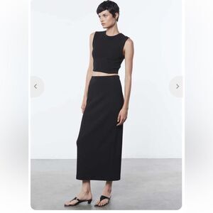 WHITE $195 Enzo Costa Textured Jacquard Midi skirt NEW